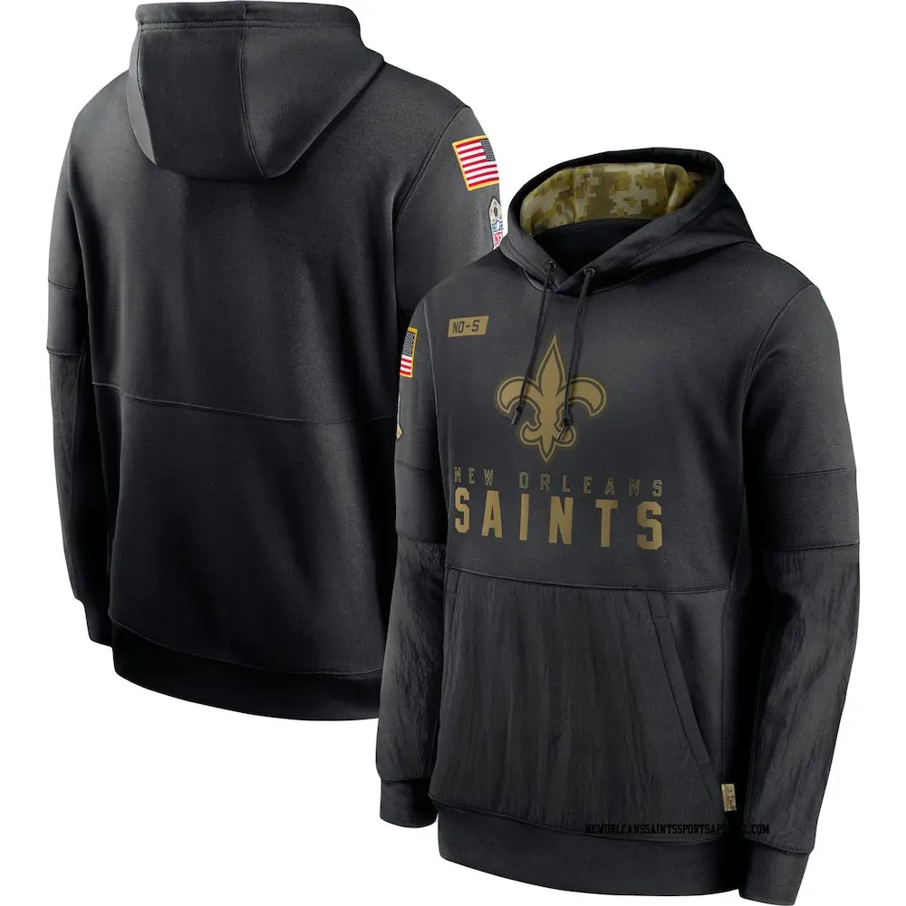 Black Men's New Orleans Saints 2020 Salute to Service Sideline Performance Pullover Hoodie