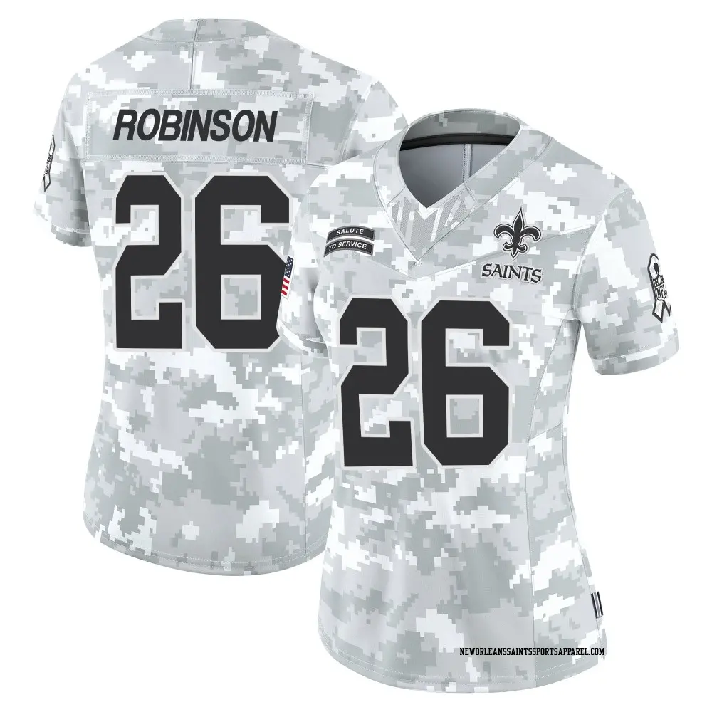 Limited Arctic Camo Women's James Robinson New Orleans Saints 2024 Salute to Service Jersey