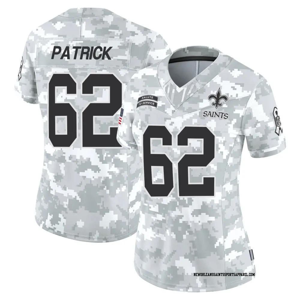 Limited Arctic Camo Women's Lucas Patrick New Orleans Saints 2024 Salute to Service Jersey