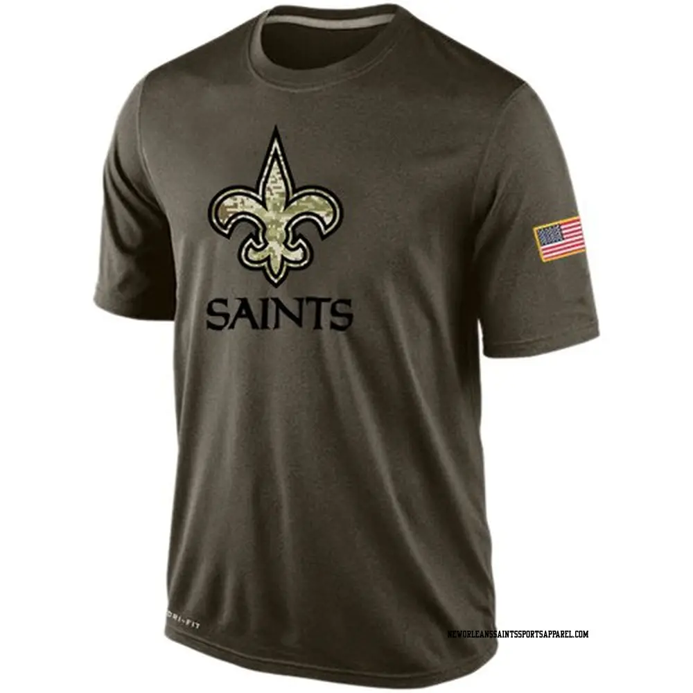 Olive Men s New Orleans Saints Salute To Service KO Performance Dri FIT T Shirt Saints Store